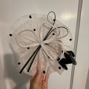 Elegant White and Black Fascinator